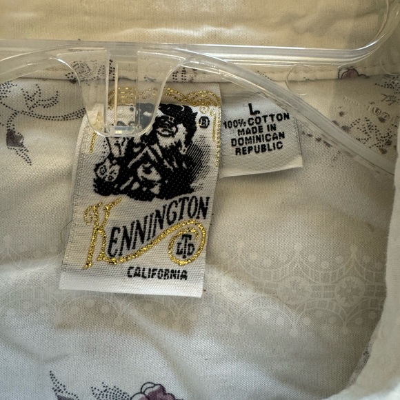 Kennington Ltd white button down with purple flowers. - Picture 3 of 3